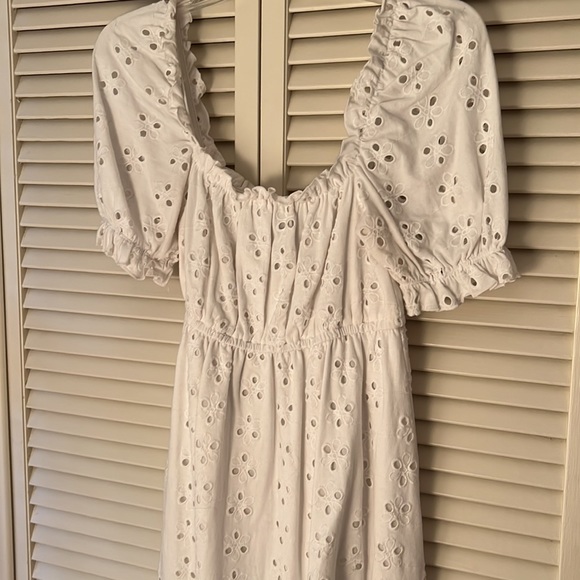 ASOS White puff sleeve eyelet mini dress - Picture 2 of 2
